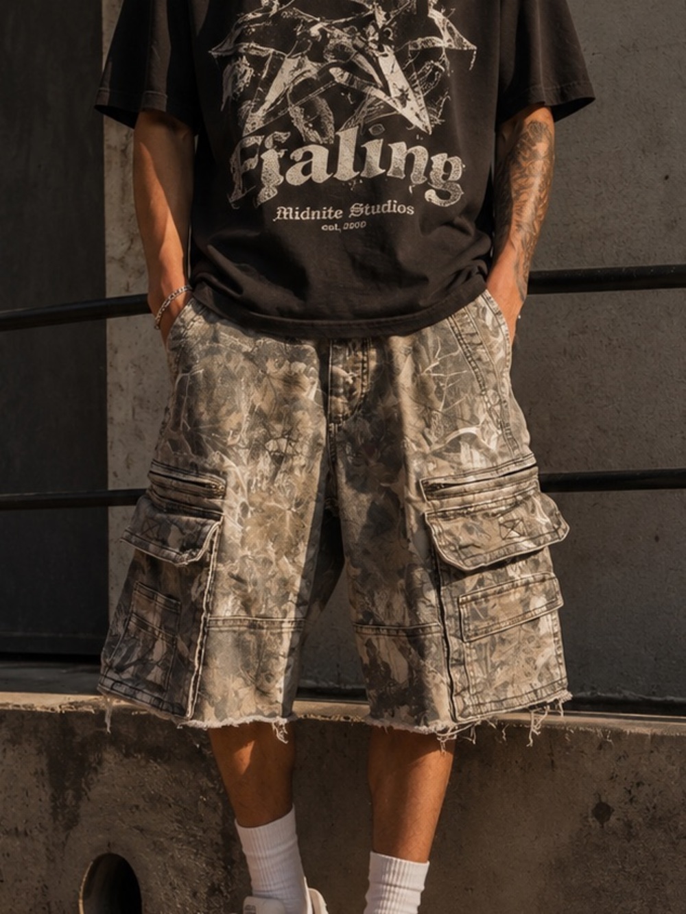 Y2K Hollister Heavyweight Camo Cargo Shorts W31
Customized Cut-Off Utility